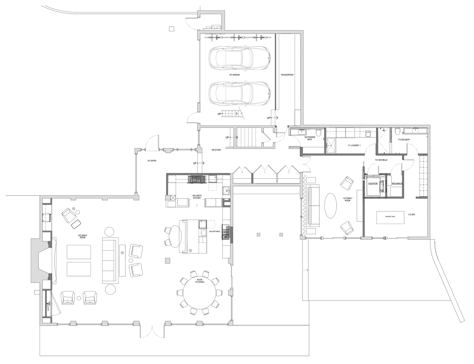 Main house, level 1 floor plan