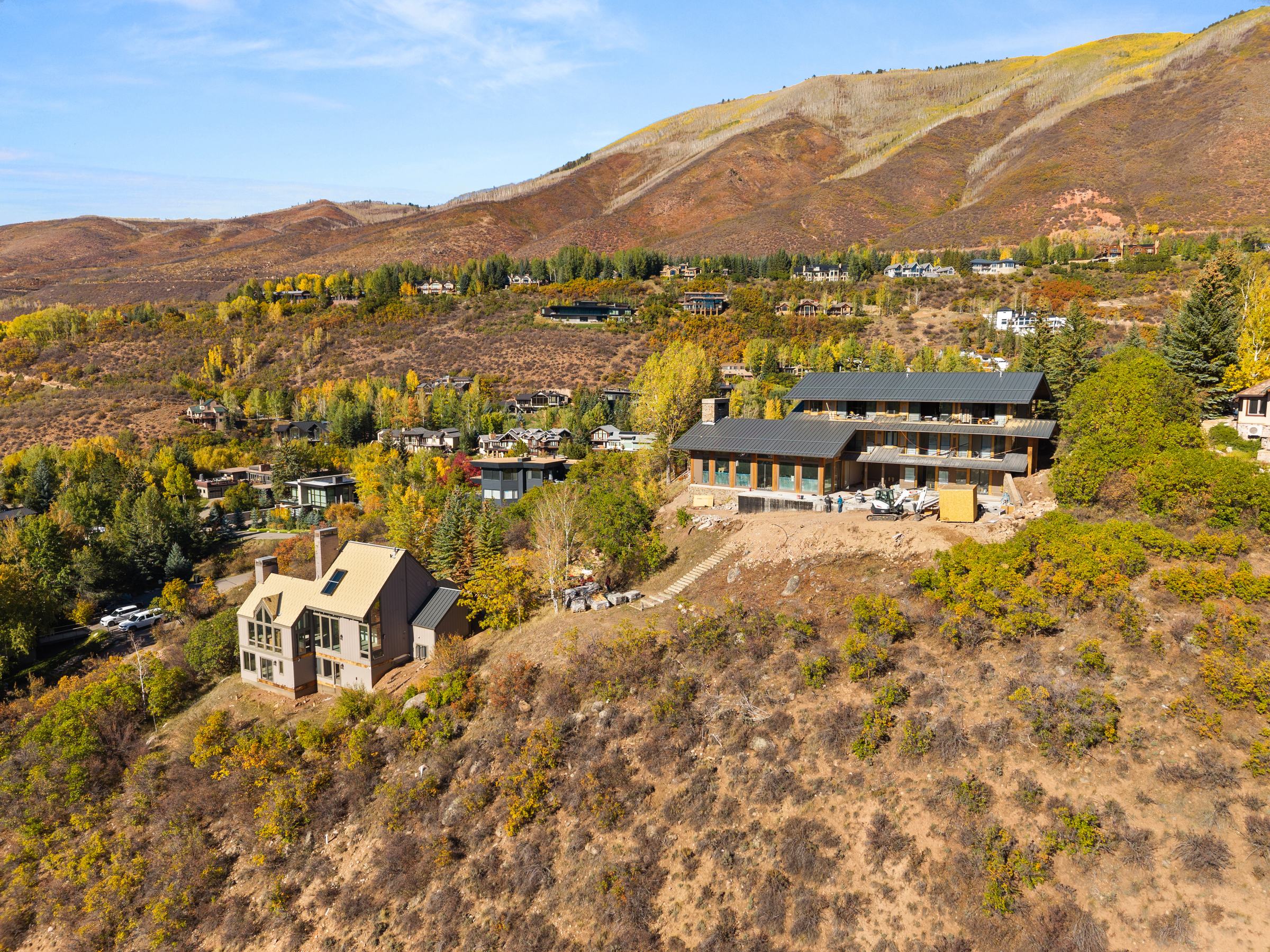 Aerial of both homes on the ridge