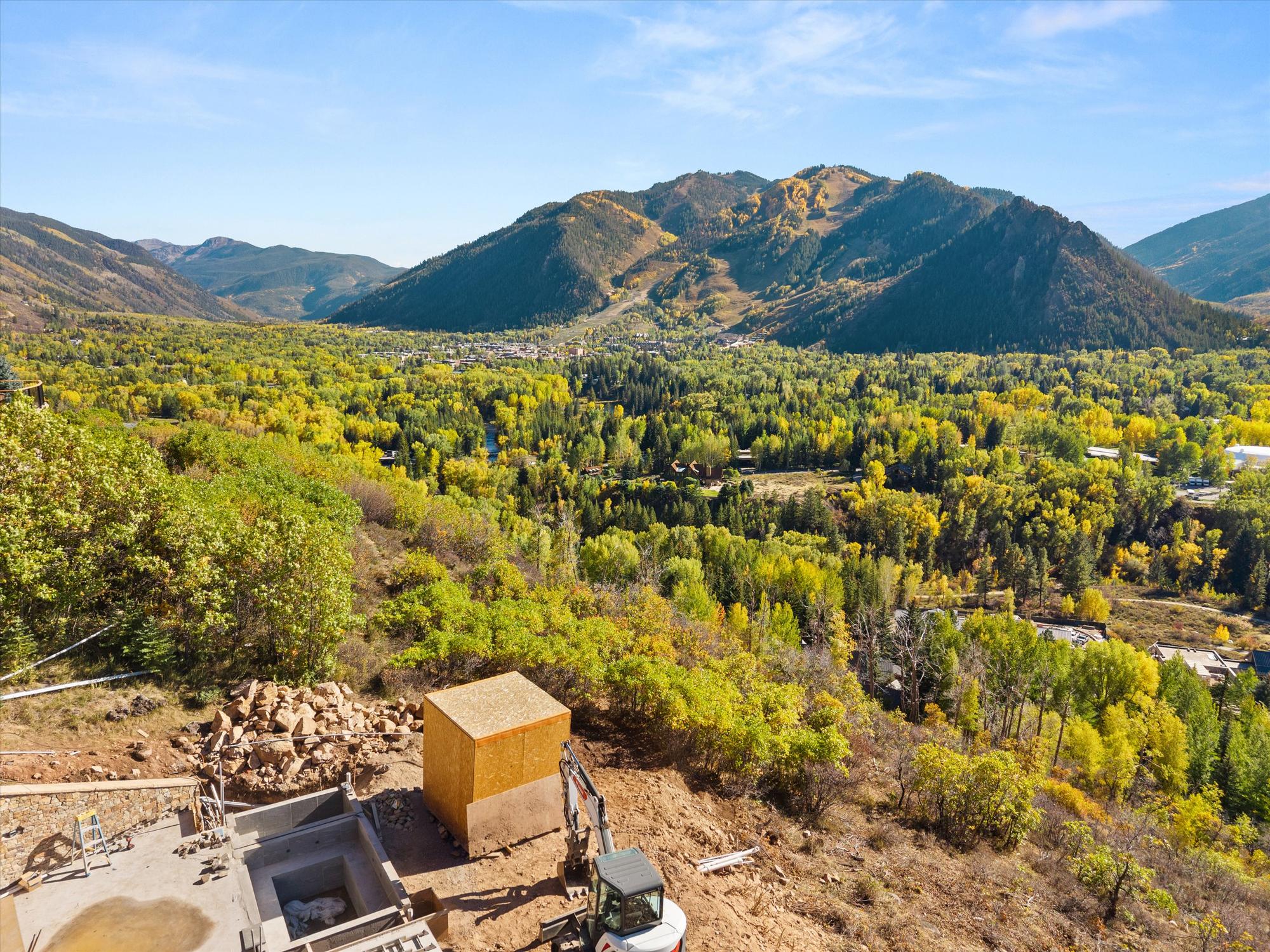The view from the main house terrace toward Aspen Mountain